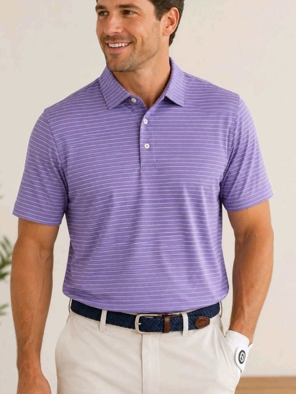 Peter Millar Crown Sport Summer Comfort Polo XL Purple Striped NWT Golf